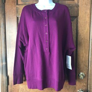 NWT Athleta Purple Balance Henley Sweatshirt X-Large